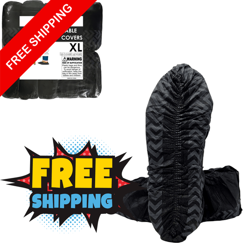 100 - Pack Black Disposable Shoe Covers – XL Size, Non - Slip Grip, Water - Resistant, Tear - Resistant Shoe Protectors - Innovative Haus