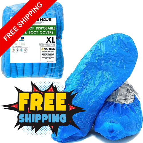 100 - Pack Waterproof Blue Plastic Disposable Shoe Covers – XL Size, Non - Slip, Tear - Resistant, Latex - Free Overshoes - Innovative Haus