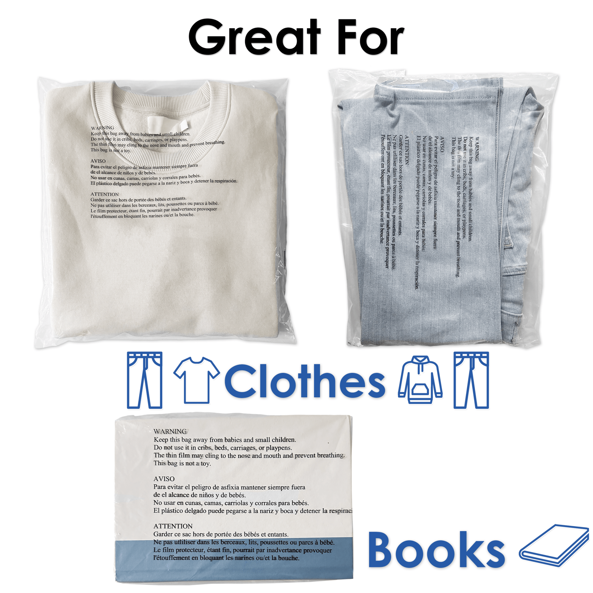 14" x 20" Clear Poly Mailer Bags with Secure Self - Seal, 1.6 Mil - Tamper - Proof & Durable Packaging Solution