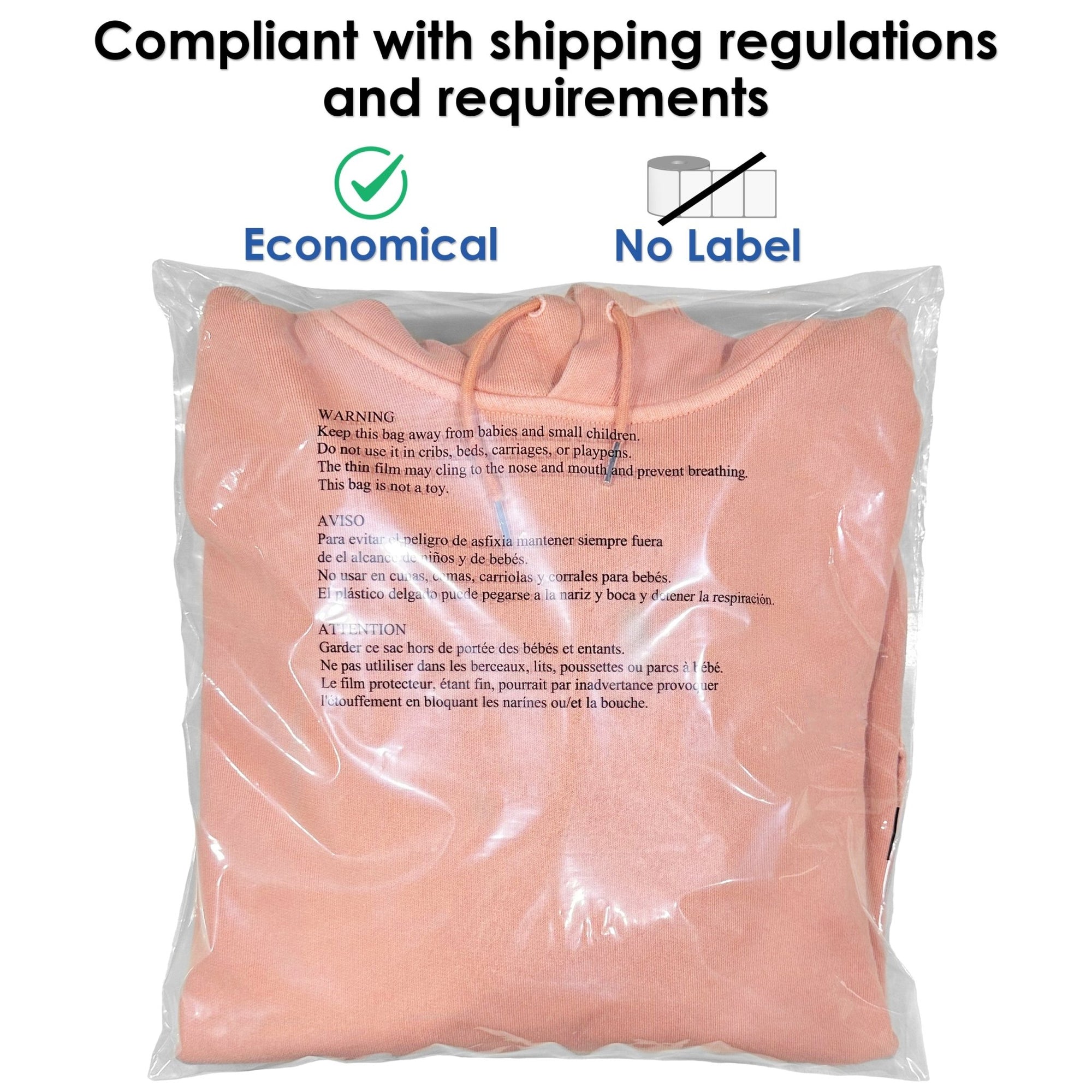 18" x 24" Transparent Poly Mailers with Tamper - Evident Seal & Safety Warning, 1.6 Mil - Professional & Secure Packaging