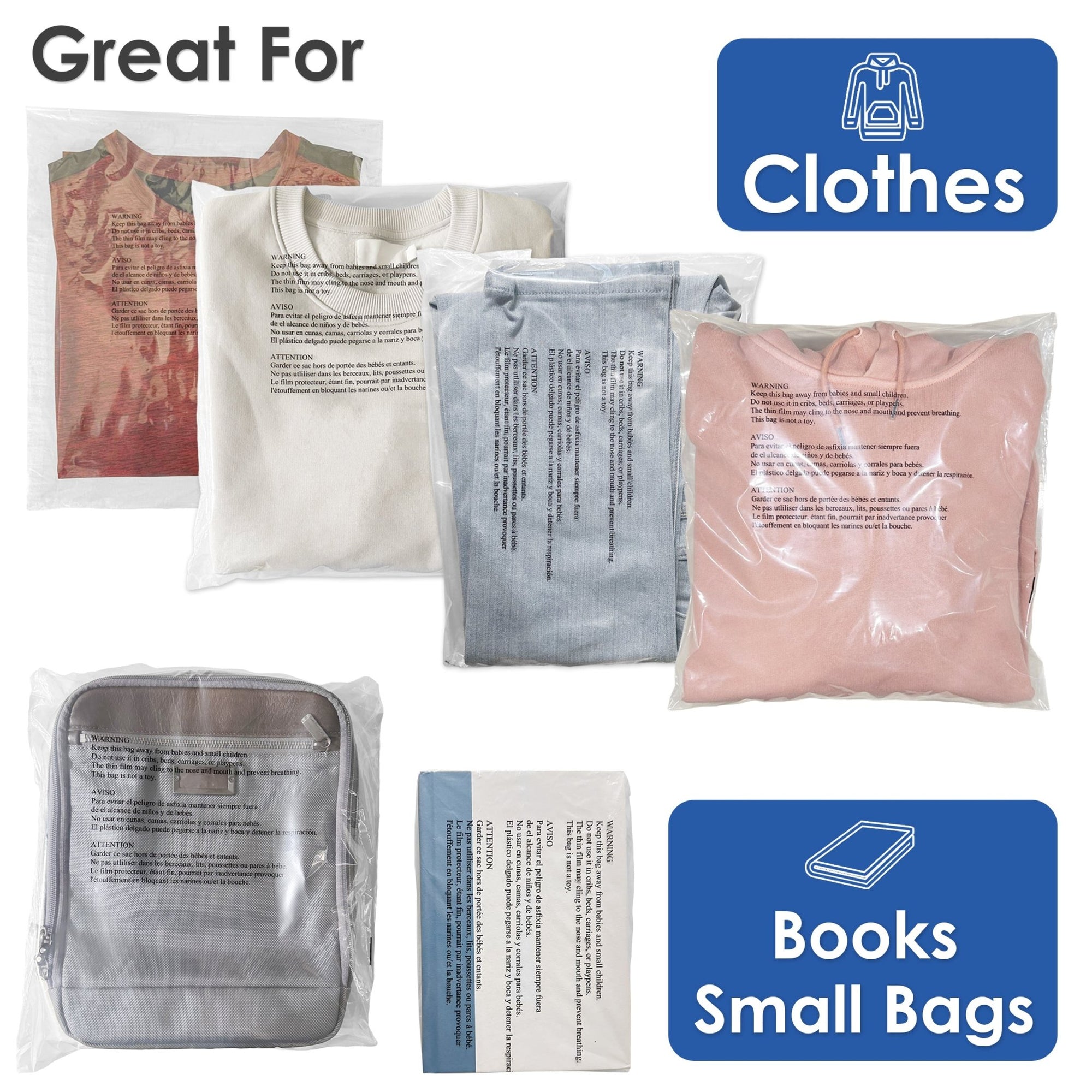 18" x 24" Transparent Poly Mailers with Tamper - Evident Seal & Safety Warning, 1.6 Mil - Professional & Secure Packaging