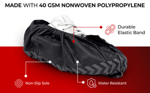 20 - Pack Black Disposable Shoe Covers – XL Size, Non - Slip Grip, Water - Resistant, Tear - Resistant Shoe Protectors