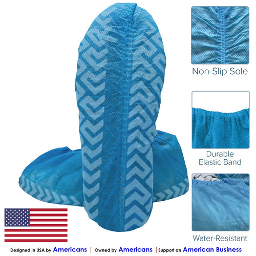 20 Pack Blue Disposable Shoe Covers - XL - Water Resistant