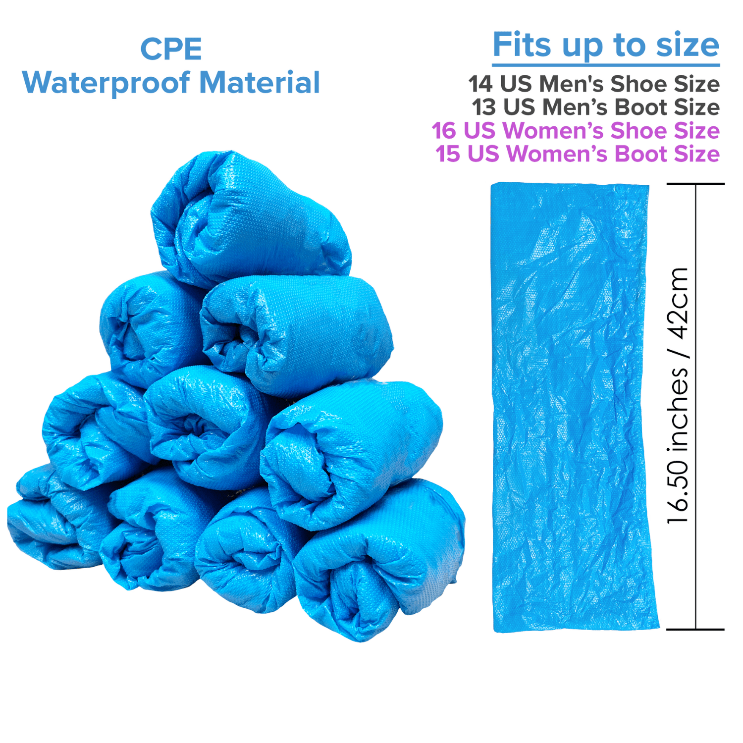 20 Pack Blue Disposable Shoe Covers - XL - Waterproof