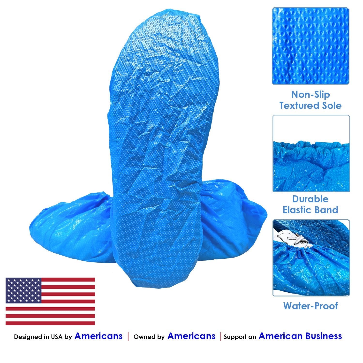 20 Pack Blue Disposable Shoe Covers - XL - Waterproof