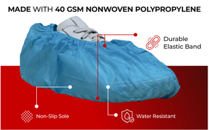 200 Pack Blue Disposable Shoe Covers - XL - Water Resistant
