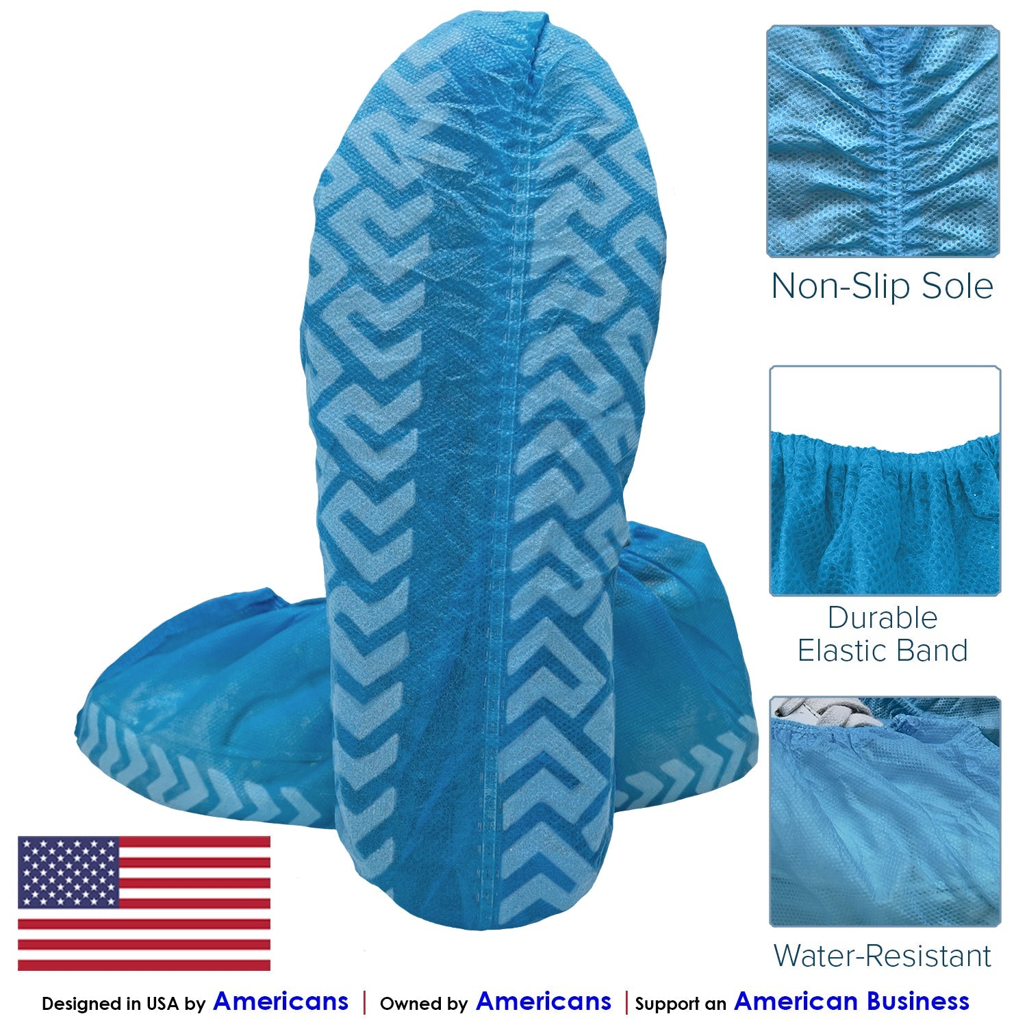 200 Pack Blue Disposable Shoe Covers - XL - Water Resistant