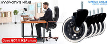 Load image into Gallery viewer, 4 Pack 3 Inch Universal Fit Office Chair Wheels - Heavy Duty, Floor-Safe - Set of 5
