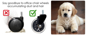 4 Pack 3 Inch Universal Fit Office Chair Wheels - Heavy Duty, Floor-Safe - Set of 5