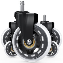 Load image into Gallery viewer, 4 Pack 3 Inch Universal Fit Office Chair Wheels - Heavy Duty, Floor-Safe - Set of 5
