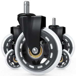 4 Pack 3 Inch Universal Fit Office Chair Wheels - Heavy Duty, Floor-Safe - Set of 5