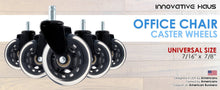 Load image into Gallery viewer, 4 Pack 3 Inch Universal Fit Office Chair Wheels - Heavy Duty, Floor-Safe - Set of 5

