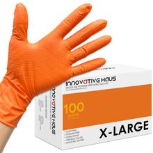 Load image into Gallery viewer, Nitrile Gloves with Diamond Texture - 8 Mil - Large - Orange
