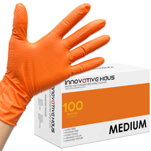 Load image into Gallery viewer, Nitrile Gloves with Diamond Texture - 8 Mil - Large - Orange
