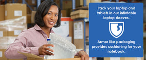 inflatable laptop shipping bags, 14 - 16 inch notebooks, bubble cushioning, safely ship laptops