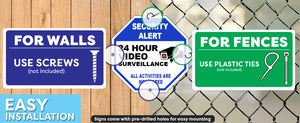 warning security cameras in use signs, on camera sign, video and audio surveillance signs, video recording
