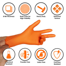 Load image into Gallery viewer, disposable, 8 mil gloves, industrial gloves, nitrile gloves mechanic, mechanic latex gloves, nitrile mechanic
