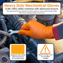 Load image into Gallery viewer, gloves, nitrile mechanics gloves large, 8 mil nitrile gloves large, 8 mil nitrile gloves, heavy duty nitrile
