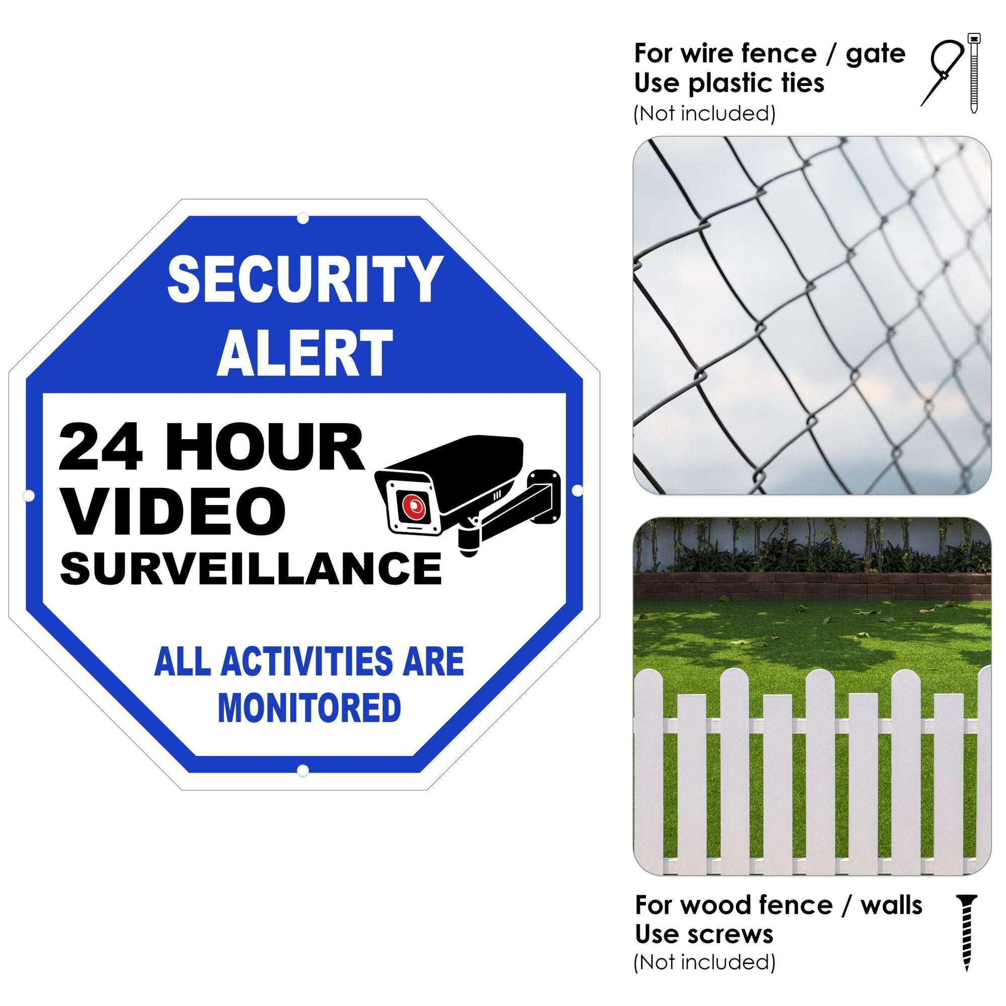 Video Surveillance Sign - 10" x 10" - Blue - 2 Pack