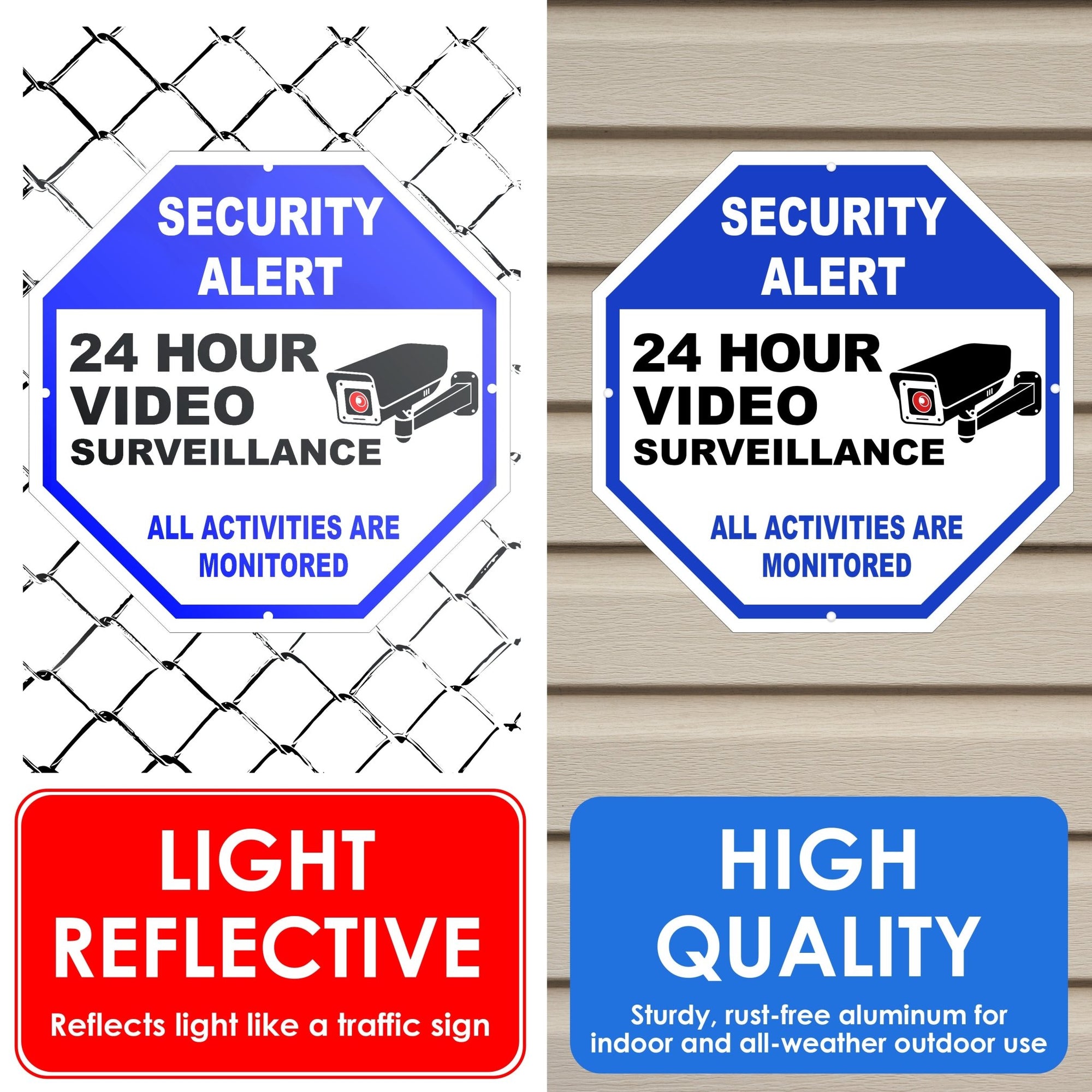 Video Surveillance Sign - 10" x 10" - Blue - 2 Pack