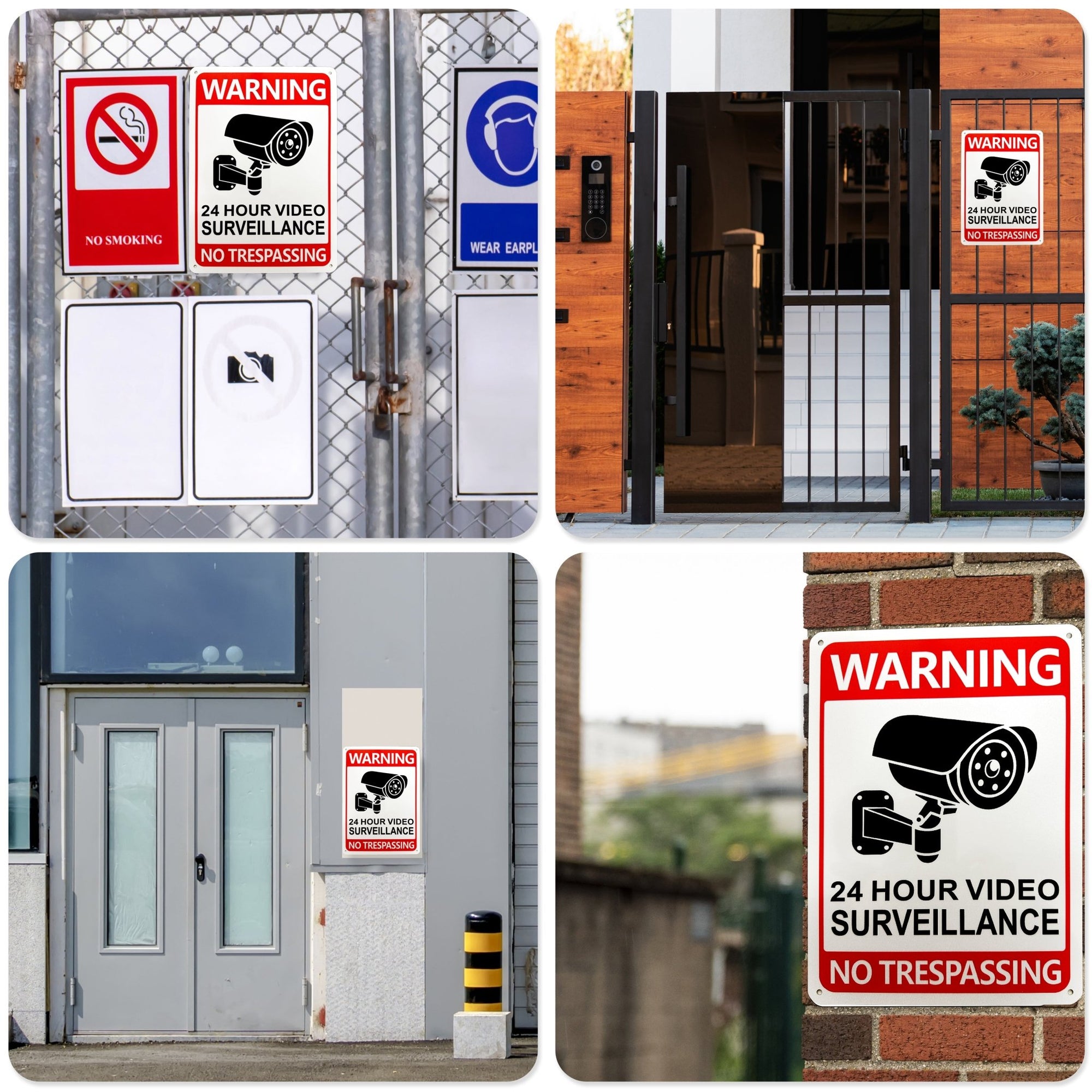 Video Surveillance Sign - 7" x 10" - Red - 4 Pack