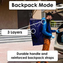 Load image into Gallery viewer, Heavy Duty Bags for Moving with Backpack Straps - Dual Zippers - Blue

