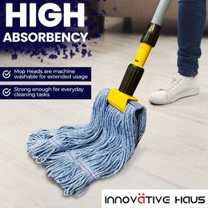 Blue Mop Heads - Heavy Duty Commercial Grade - Synthetic Cotton Blend Looped End - Innovative Haus