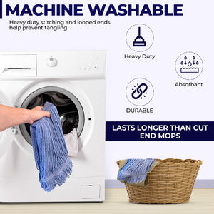 Blue Mop Heads - Heavy Duty Commercial Grade - Synthetic Cotton Blend Looped End - Innovative Haus