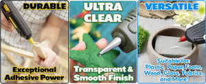 Mini Glue Sticks for Hot Glue Gun - 4" x 0.27" - Clear - 200 Pack
