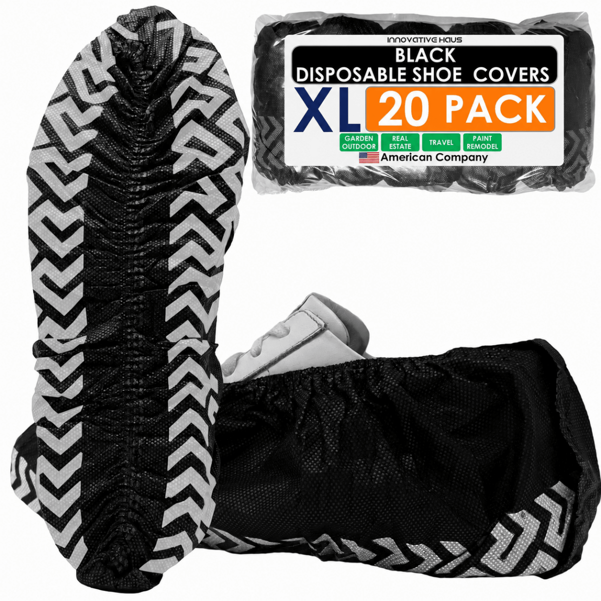 Disposable Shoe Covers - Water Resistant - Black