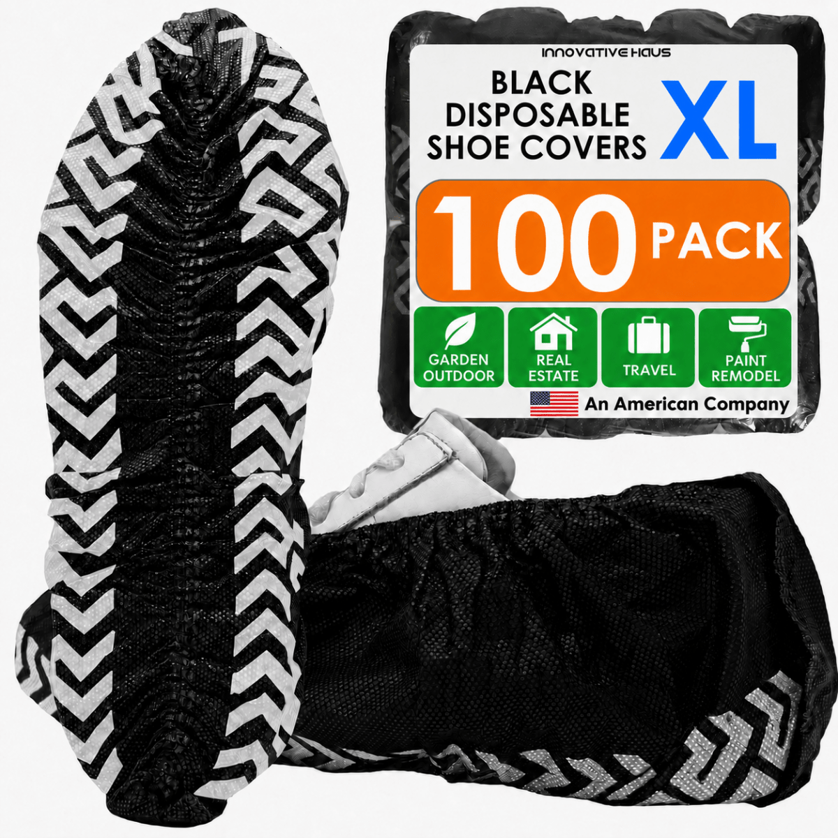 Disposable Shoe Covers - Water Resistant - Black
