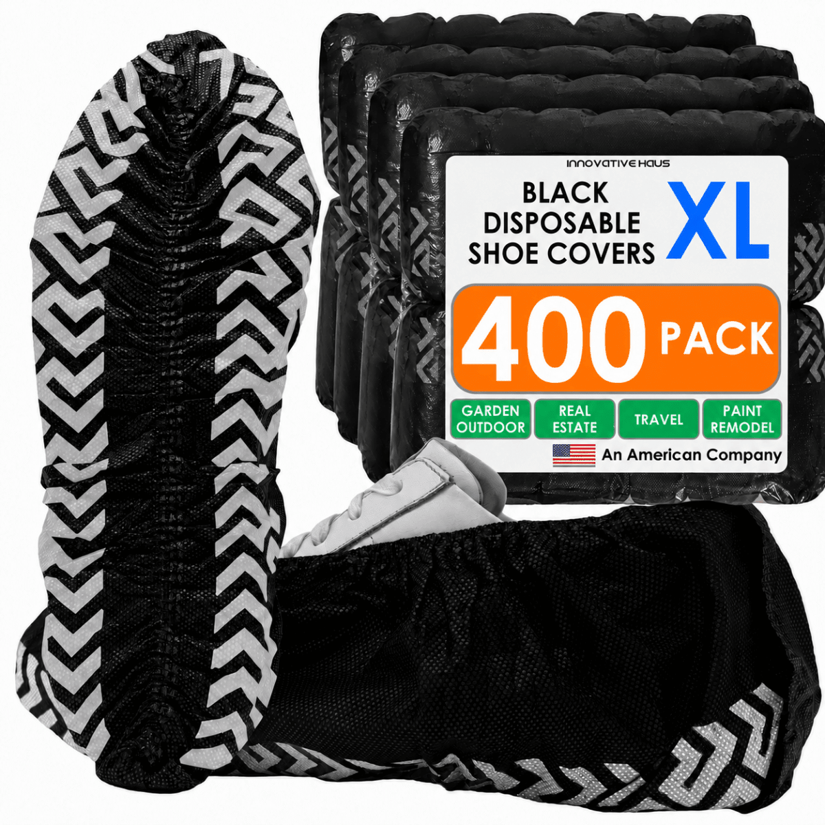 Disposable Shoe Covers - Water Resistant - Black