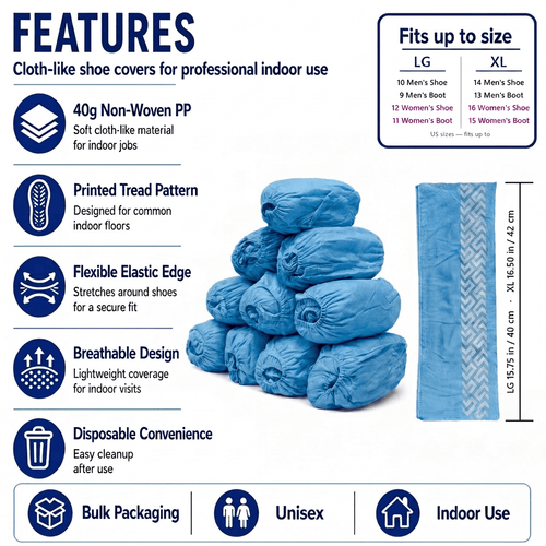 Disposable Shoe Covers - Water Resistant - Blue