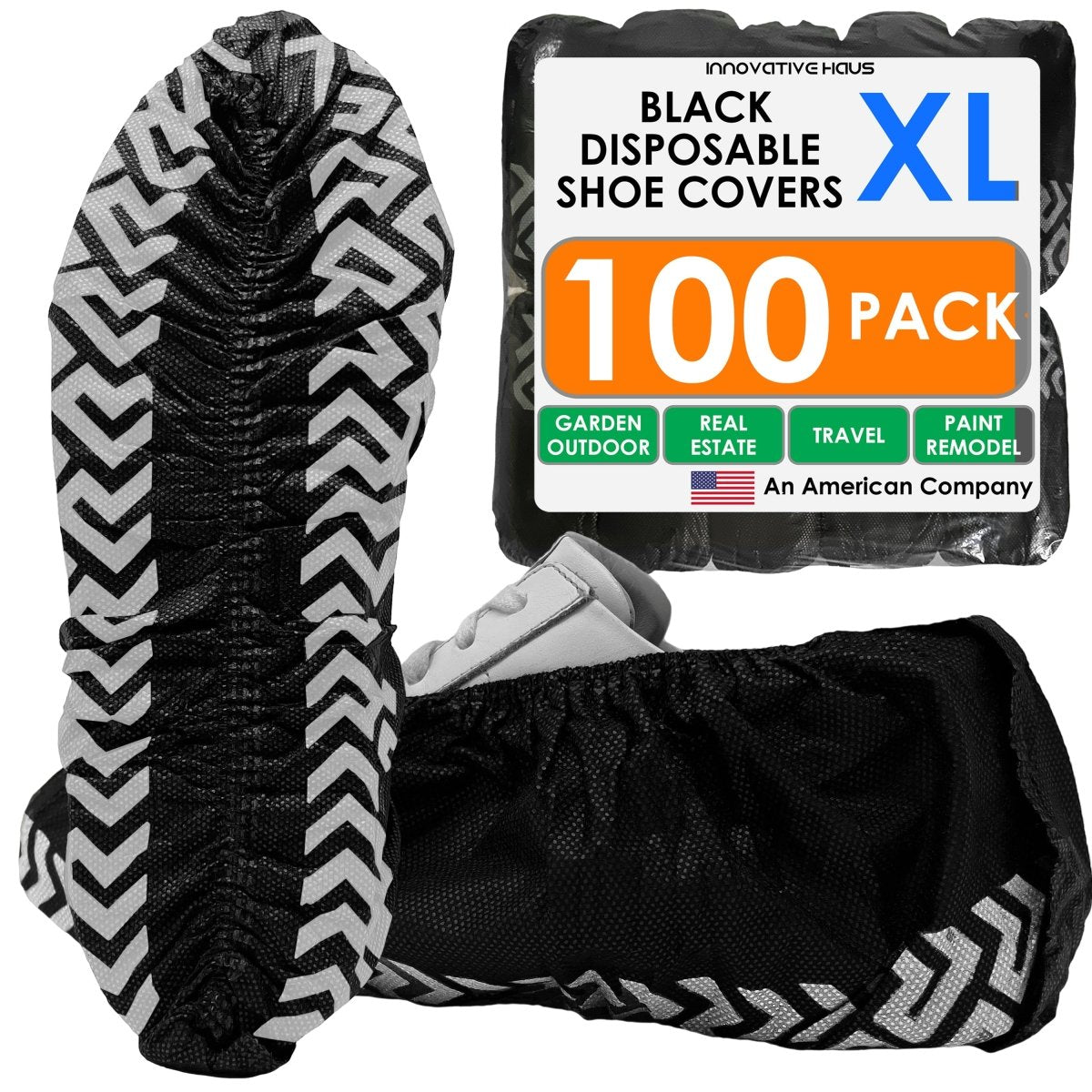 Disposable Shoe Covers - Water Resistant - XL - Black - 100 Pack