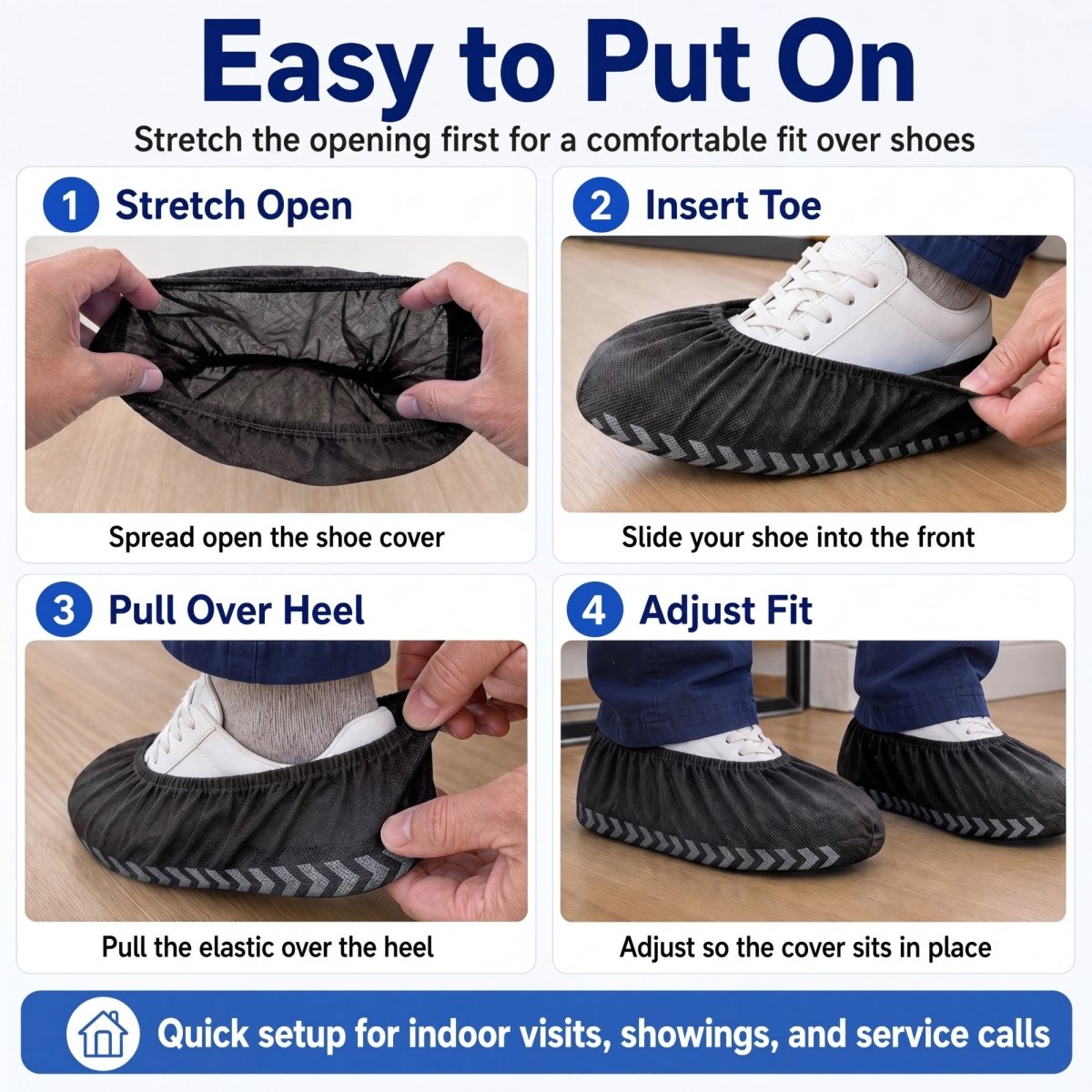 Disposable Shoe Covers - Water Resistant - XL - Black - 20 Pack