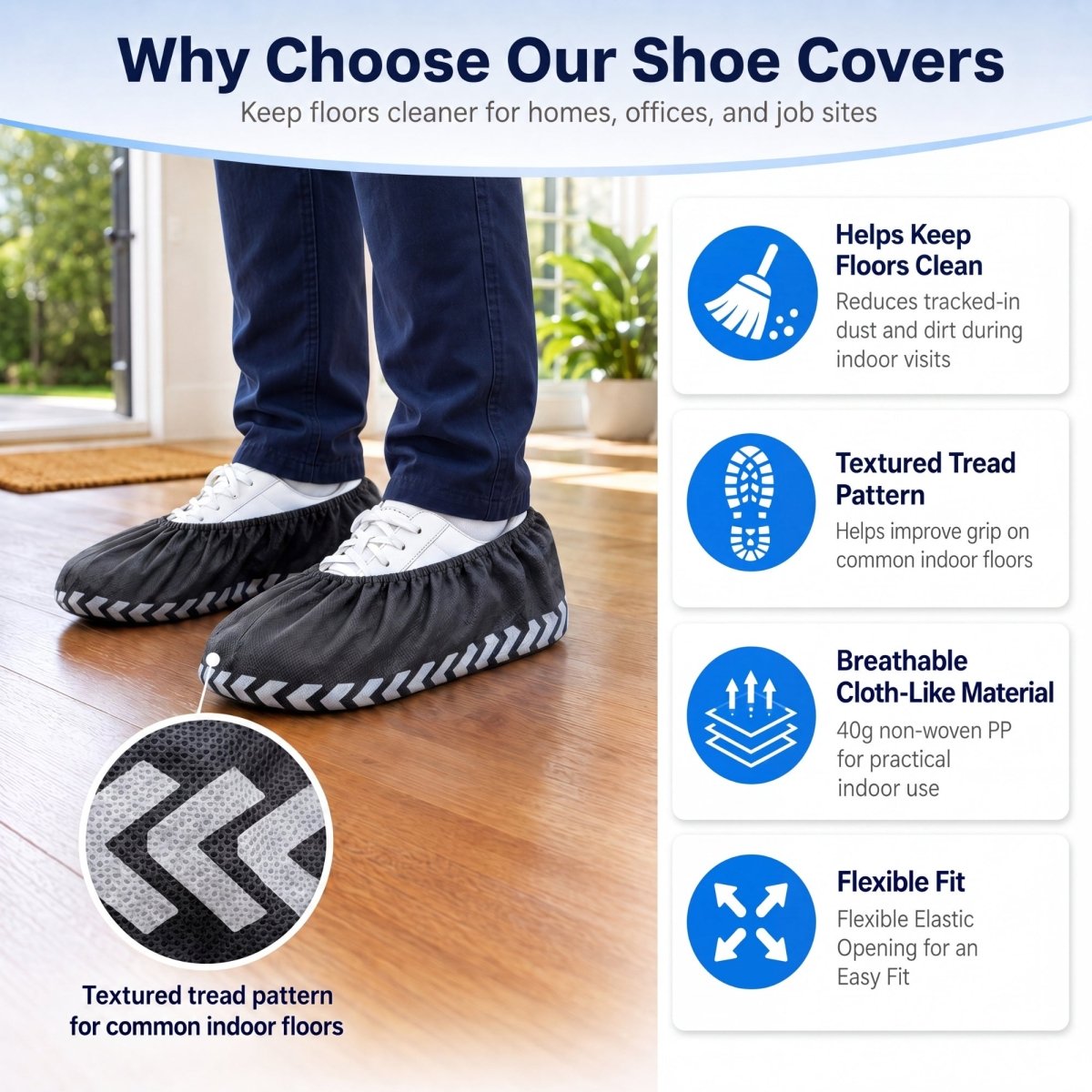 Disposable Shoe Covers - Water Resistant - XL - Black - 500 Pack