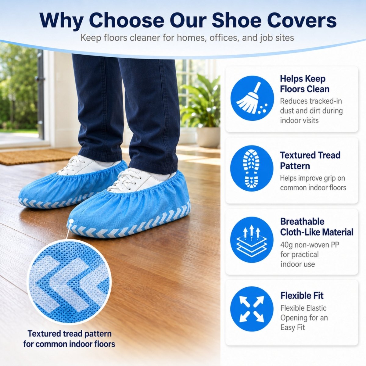 Disposable Shoe Covers - Water Resistant - XL - Blue - 200 Pack