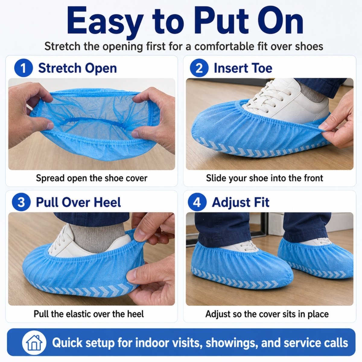 Disposable Shoe Covers - Water Resistant - XL - Blue - 200 Pack