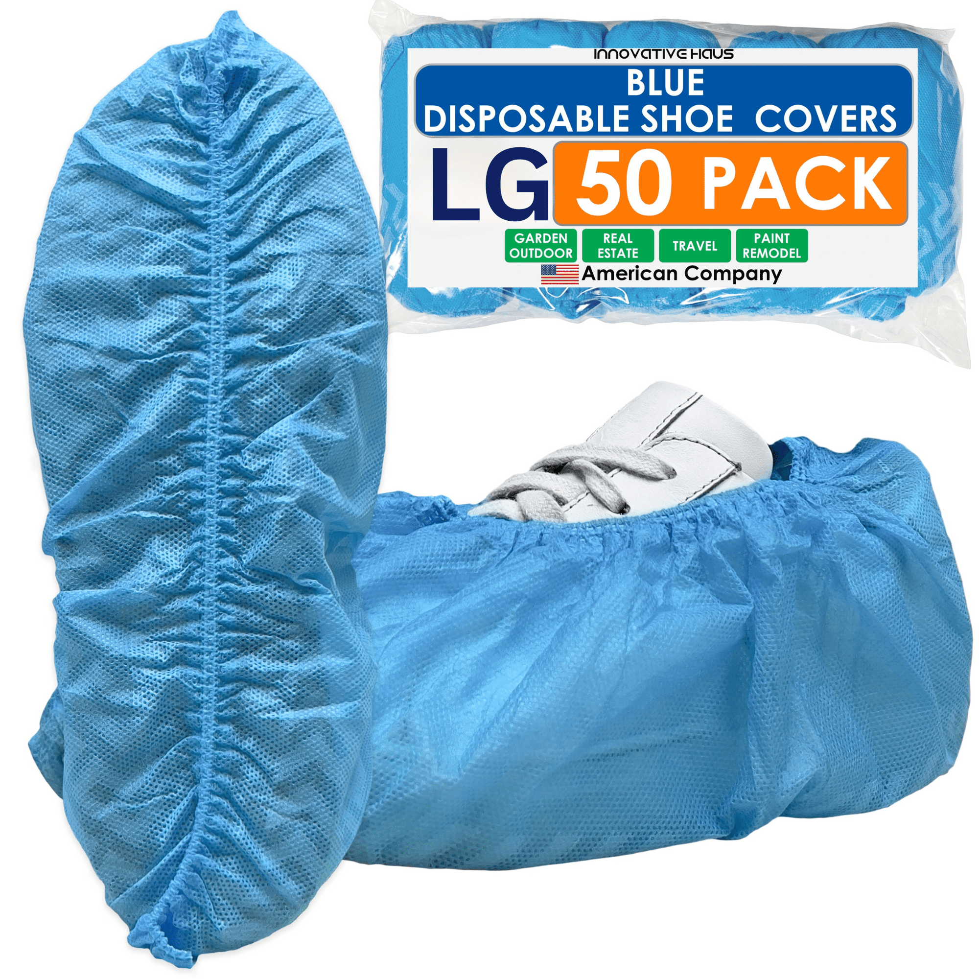 Disposable Shoe Covers - Water Resistant - XL - Blue - 50 Pack