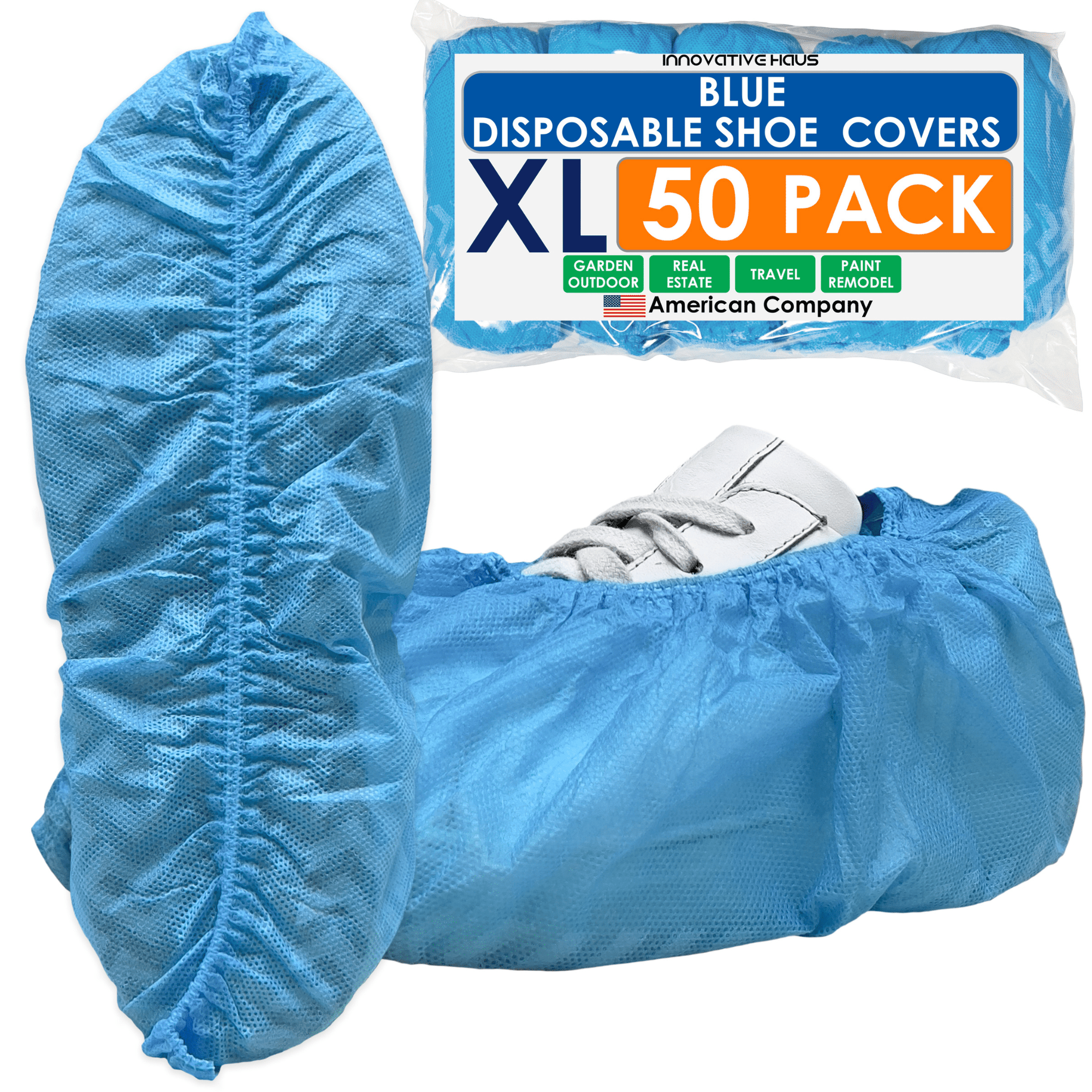 Disposable Shoe Covers - Water Resistant - XL - Blue - 50 Pack
