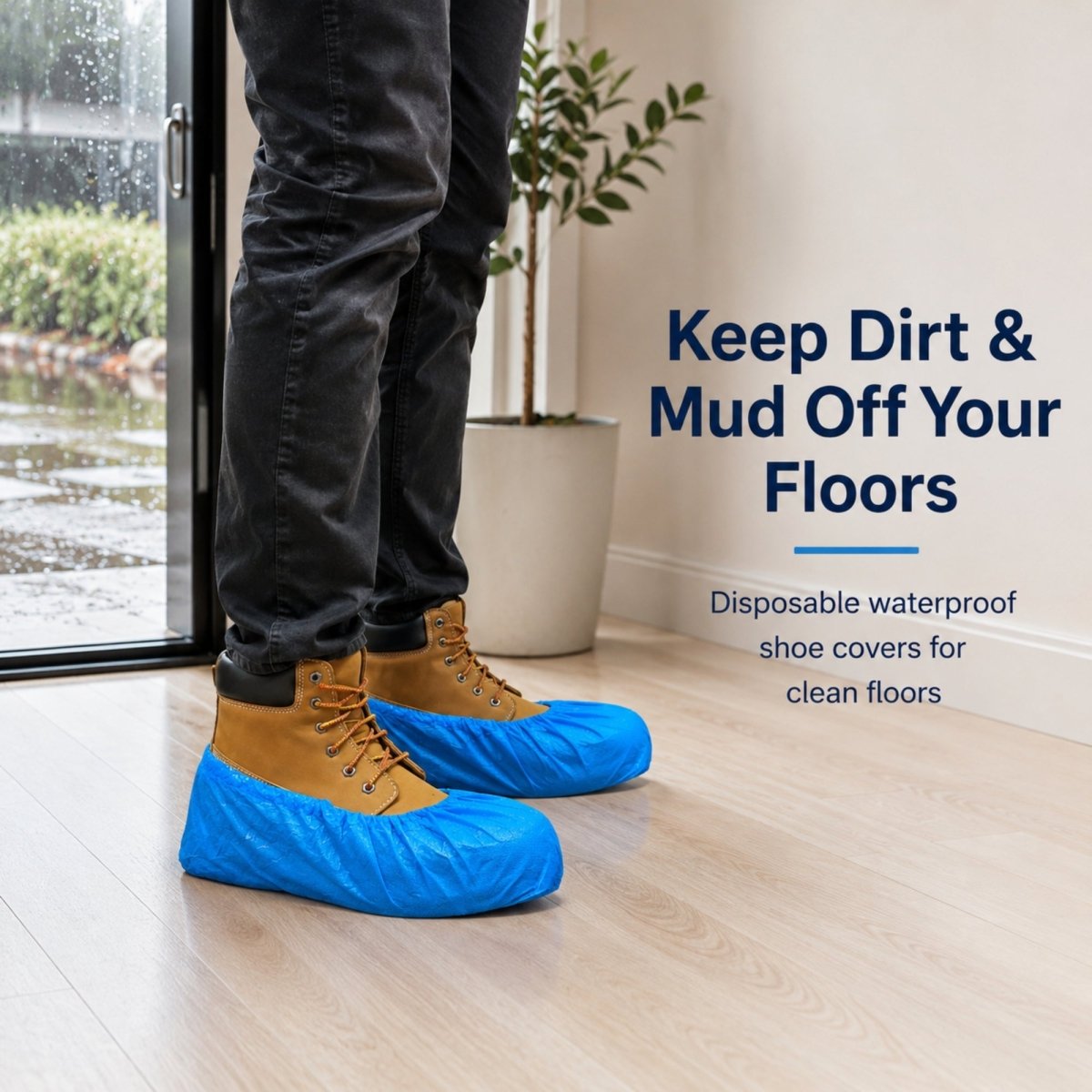 Disposable Shoe Covers - Waterproof - XL - Blue - 100 Pack