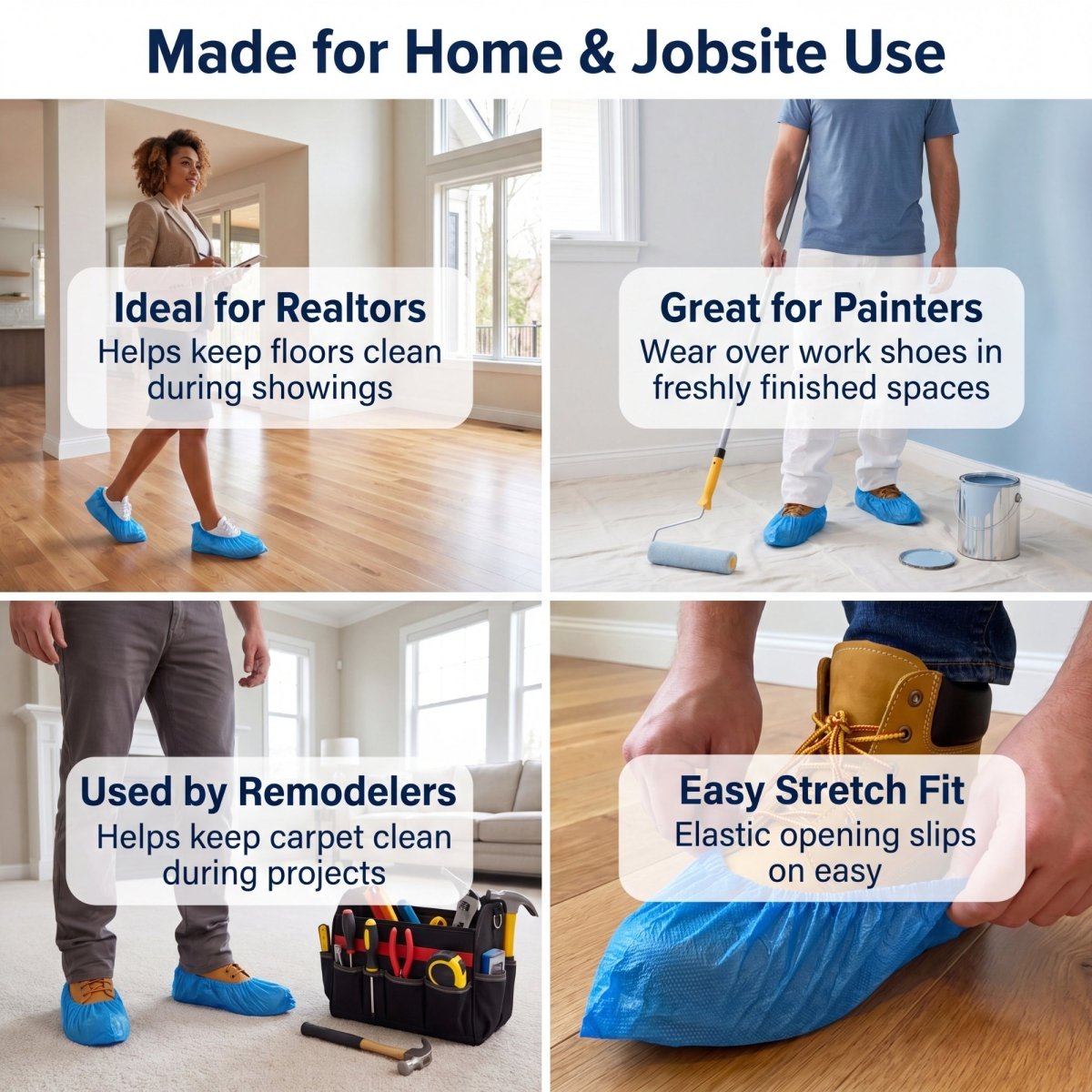 Disposable Shoe Covers - Waterproof - XL - Blue - 20 Pack
