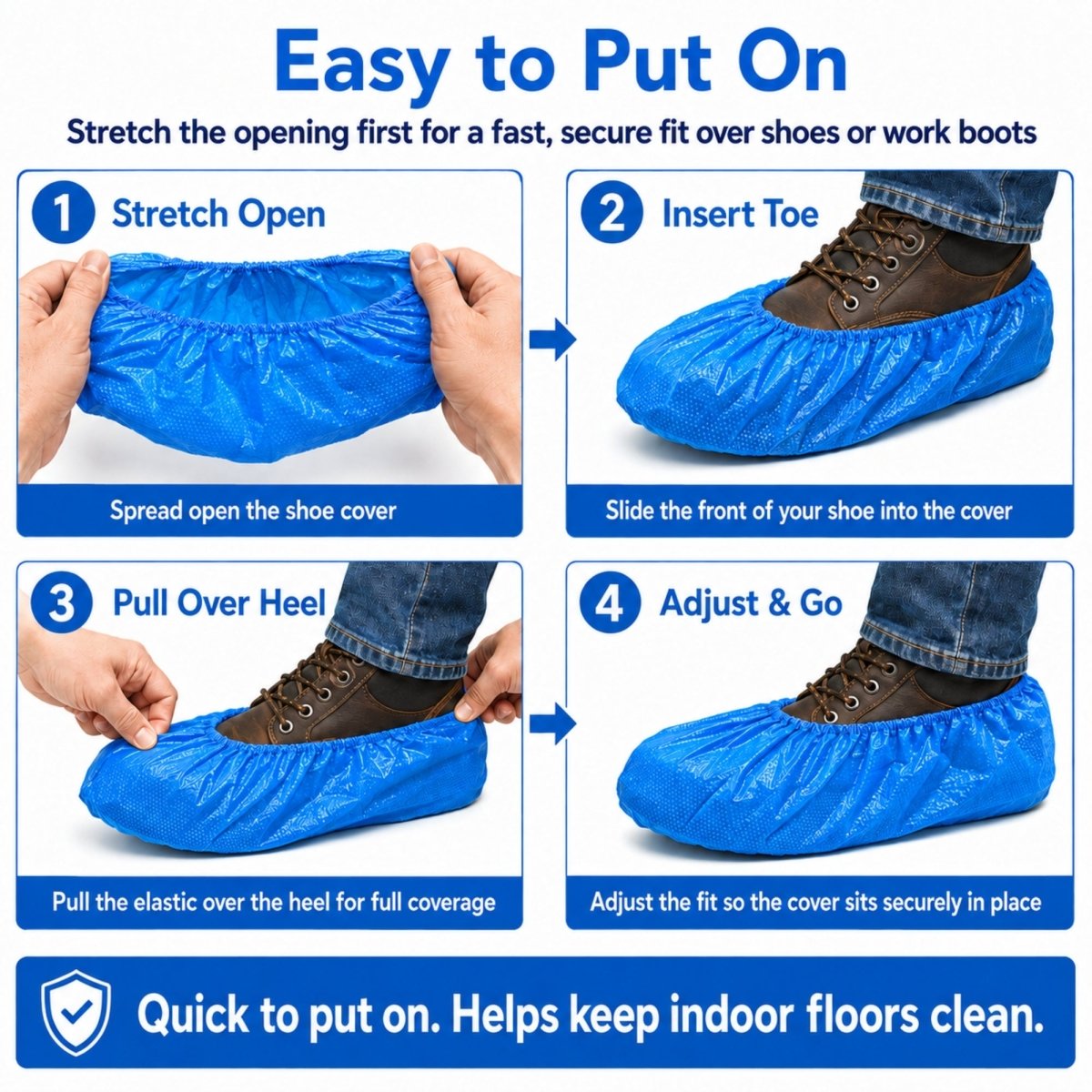 Disposable Shoe Covers - Waterproof - XL - Blue - 50 Pack