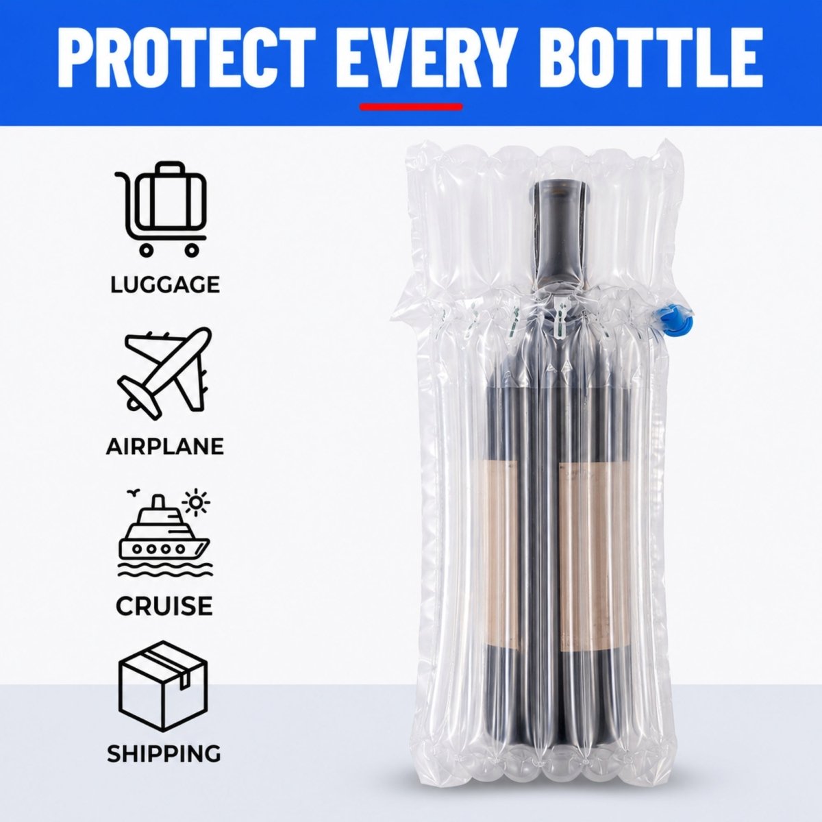 Inflatable Wine Bottle Protectors - 9" x 16" - Clear