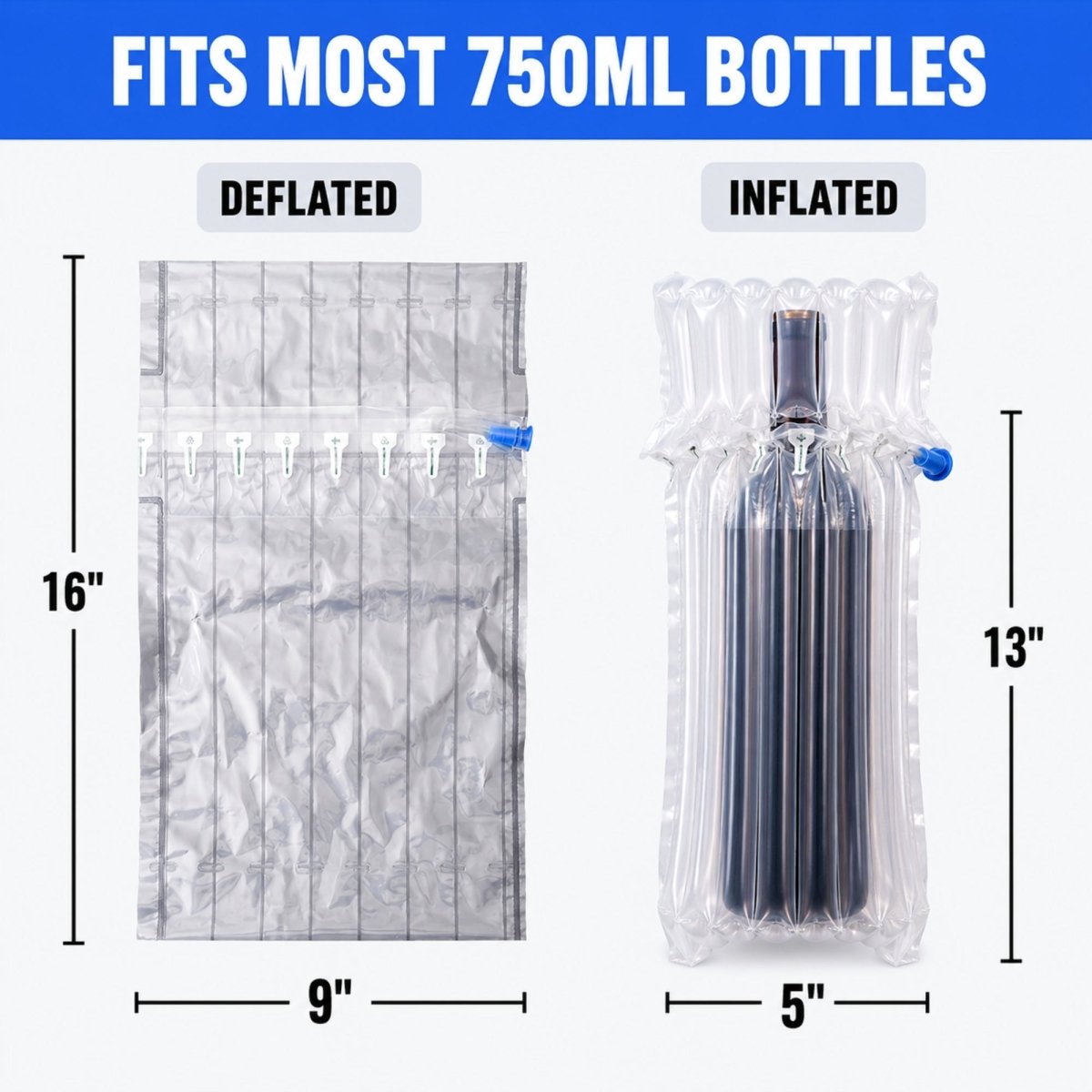 Inflatable Wine Bottle Protectors - 9" x 16" - Clear