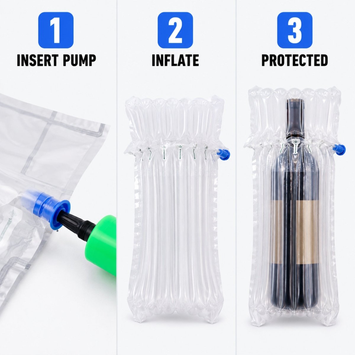 Inflatable Wine Bottle Protectors - 9" x 16" - Clear