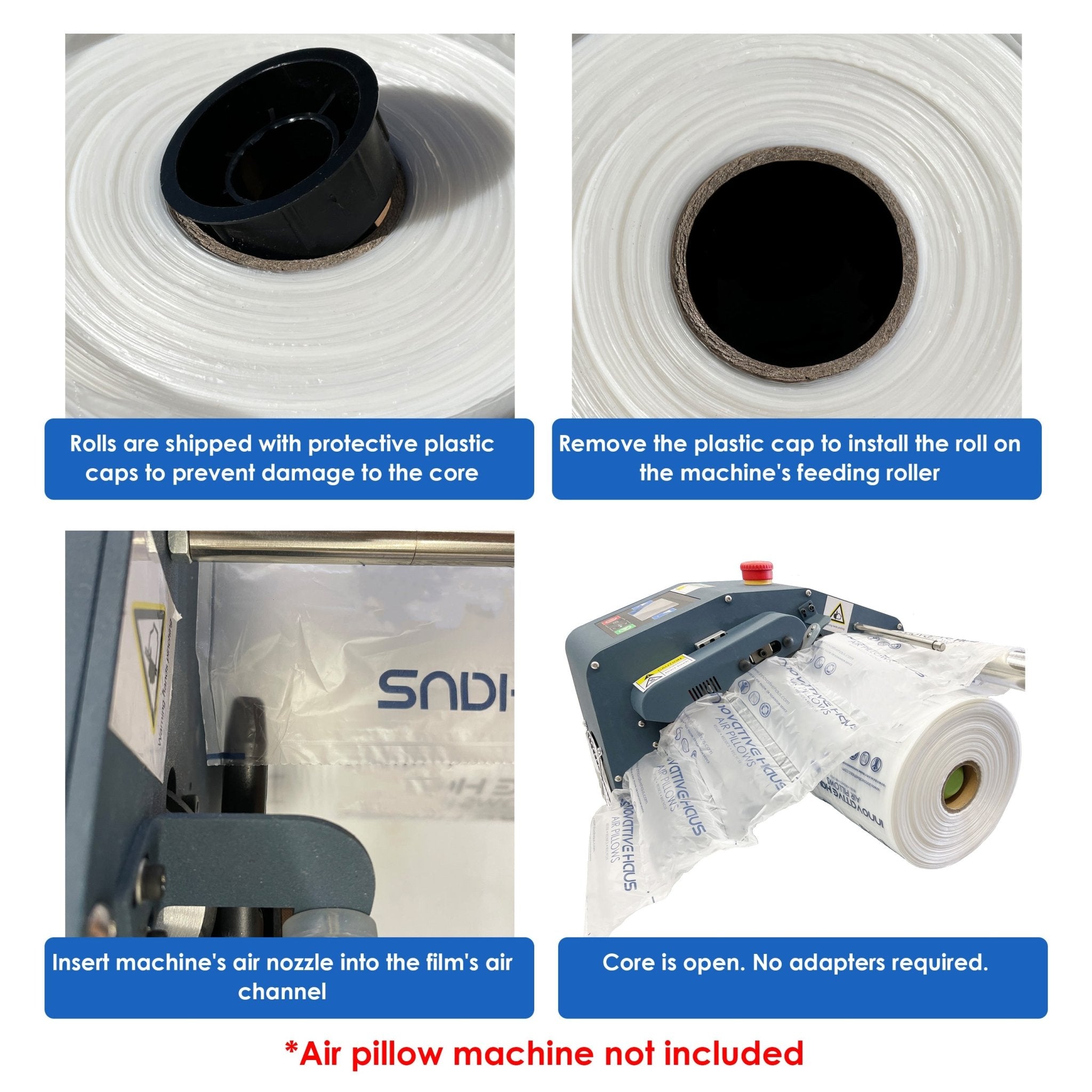 Air Pillows for Packaging - Roll - 4" x 8" - 984 Feet