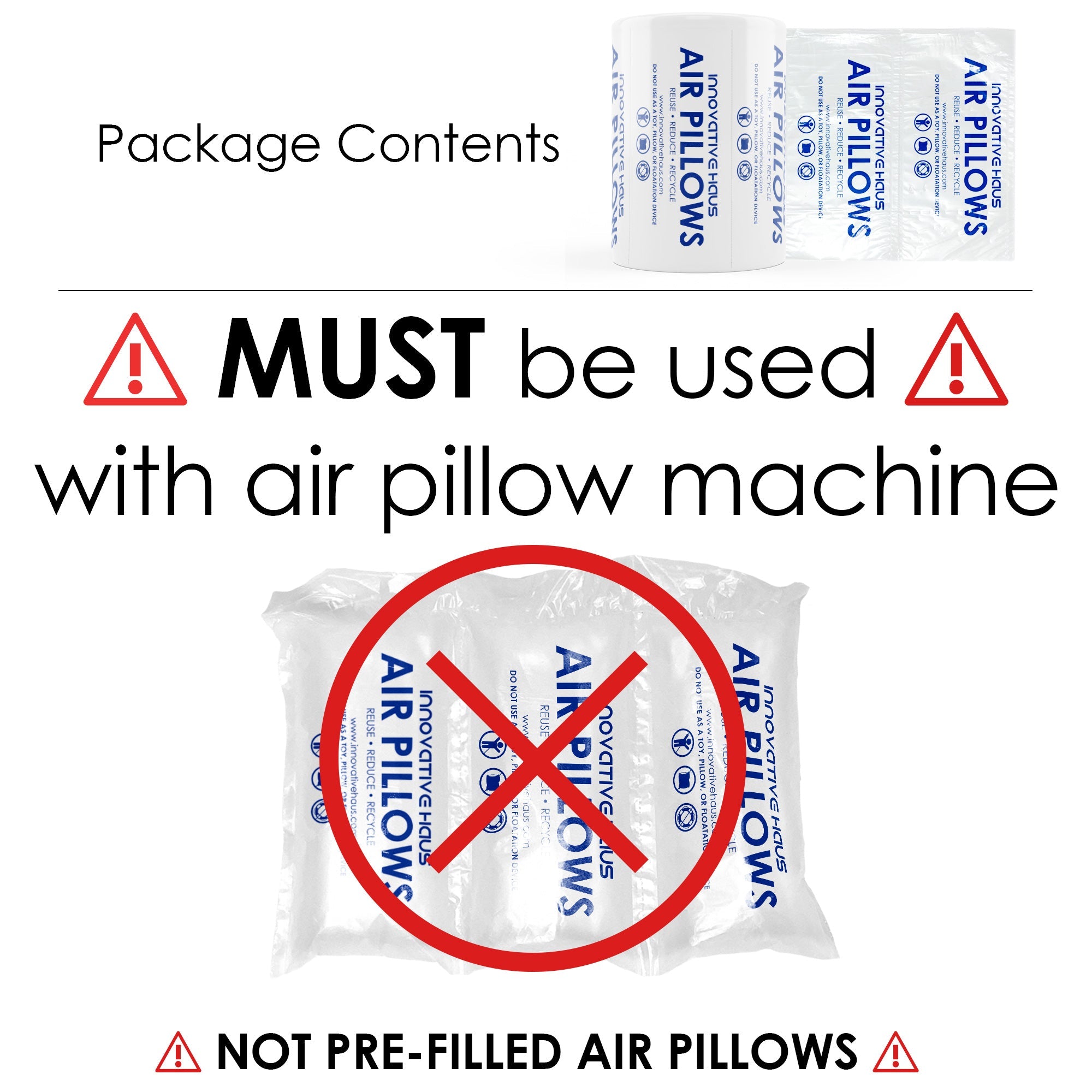 Air Pillows for Packaging - Roll - 4" x 8" - 984 Feet