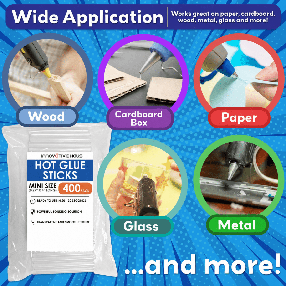 Mini Hot Glue Sticks for Hot Glue Gun - 4" x 0.27" - Clear - 400 Pack