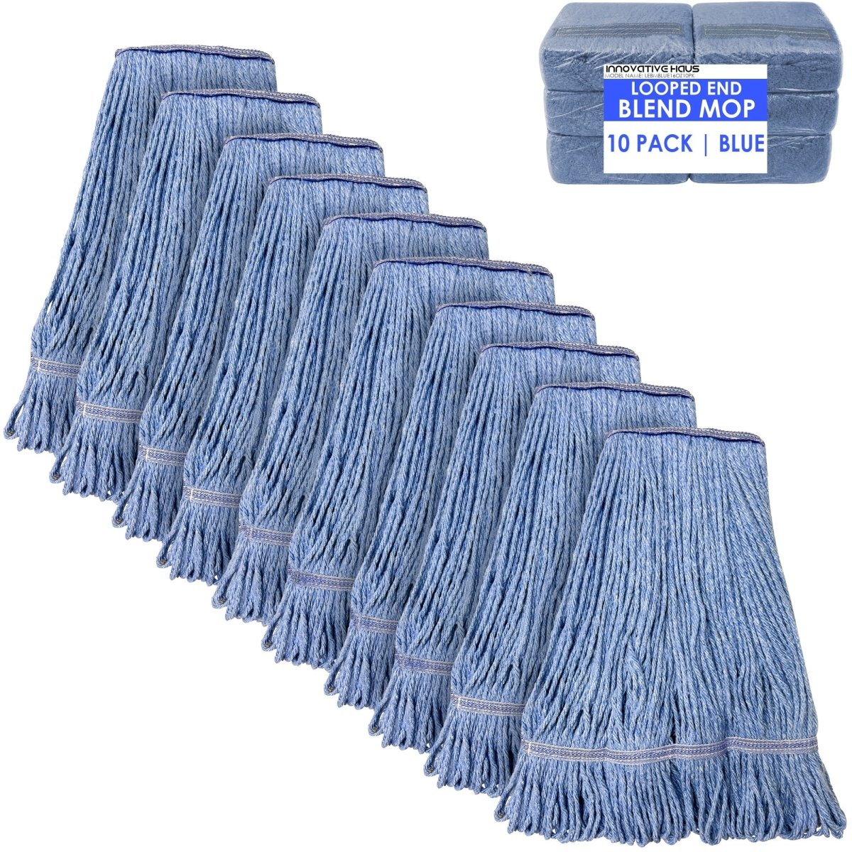 Mop Heads - Cleaning Products - Synthetic Cotton - Looped End - 16 oz - Blue
